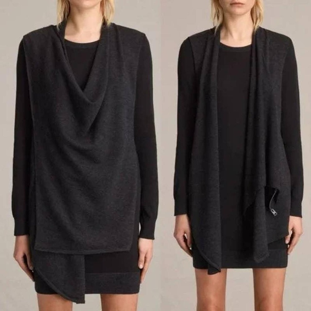 🎀 ALL SAINTS grey draped cotton pull over tunic 4